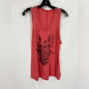 Guess Women’s Scoop Neck Sleeveless Giraffe Printed Graphic Blouse size XS Pink